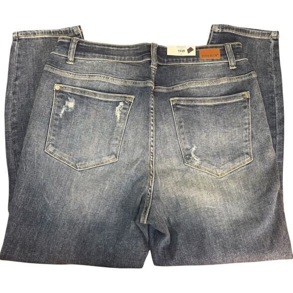 Judy Blue Boyfriend Jeans Women's 16W High Rise Relaxed Fit Ripped Stretch Denim - Picture 5 of 15